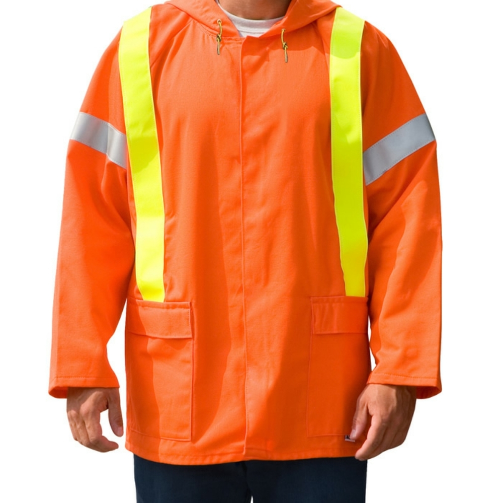 High Visibility Safety Jacket, Button-Up with Hood